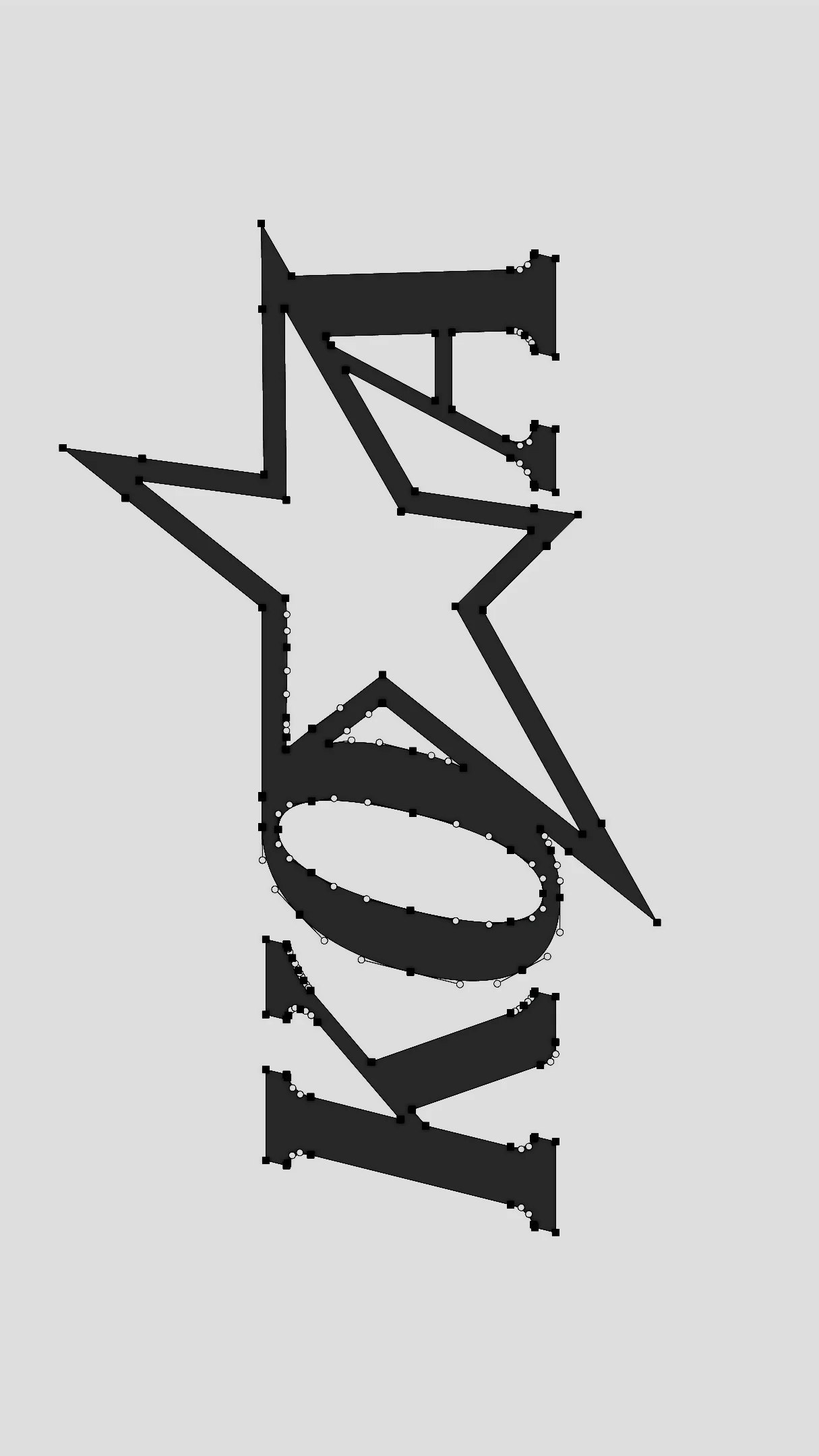 Vertical vector editing view of an angular star mark