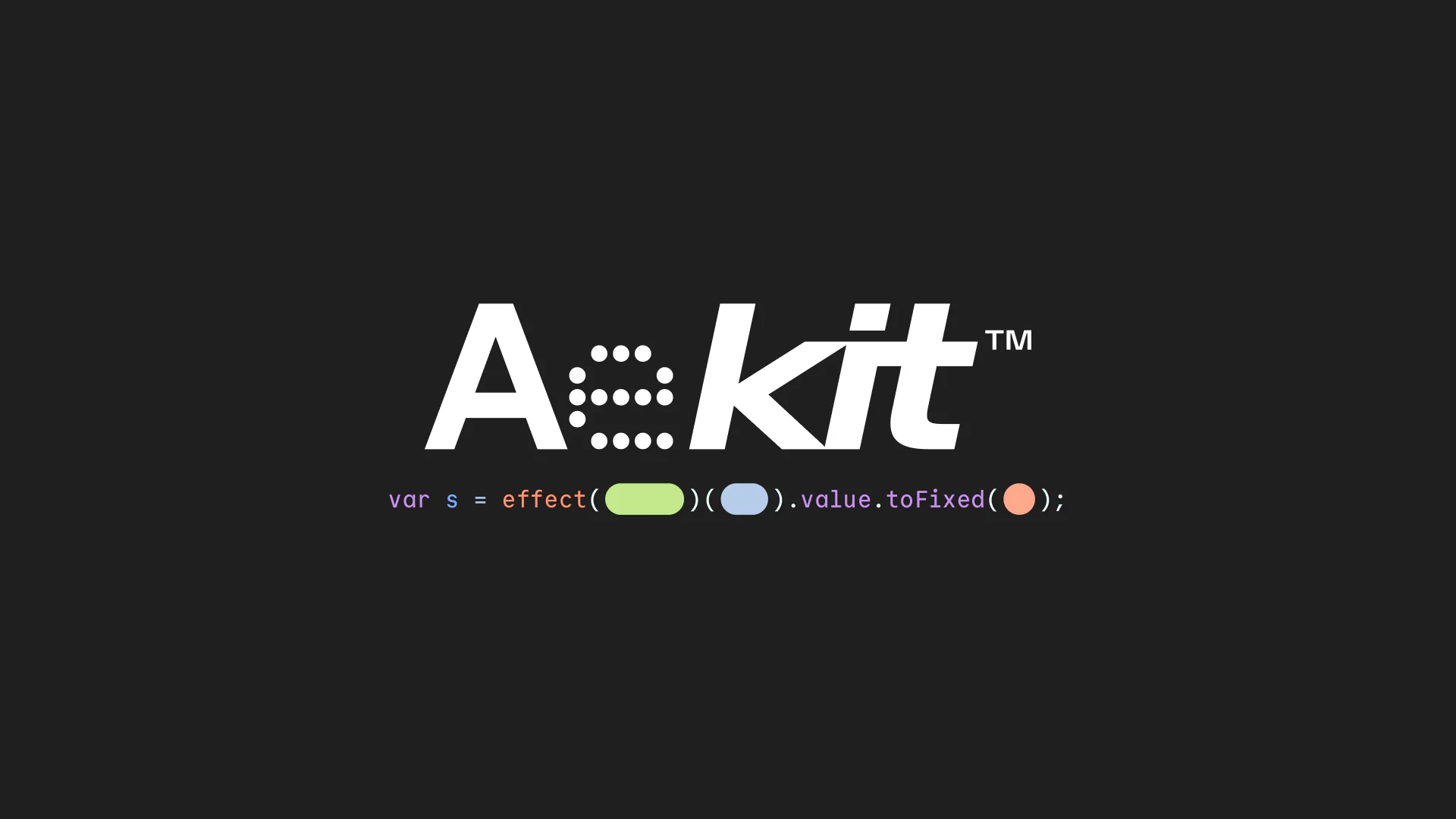 AE Kit wordmark with After Effects expression syntax