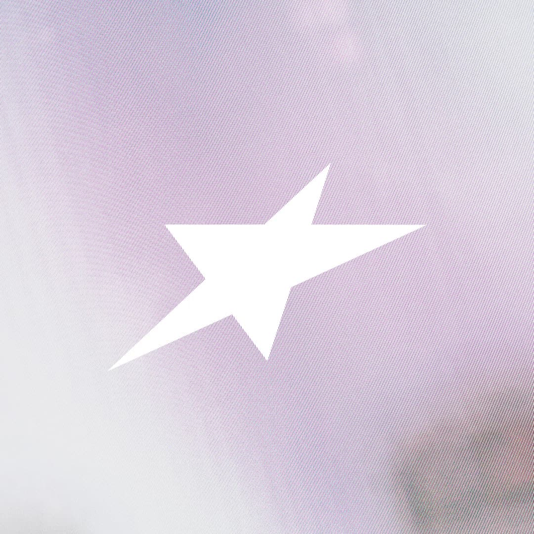 White angular star on a pastel purple background