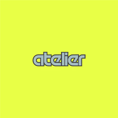 Atelier wordmark on fluorescent yellow