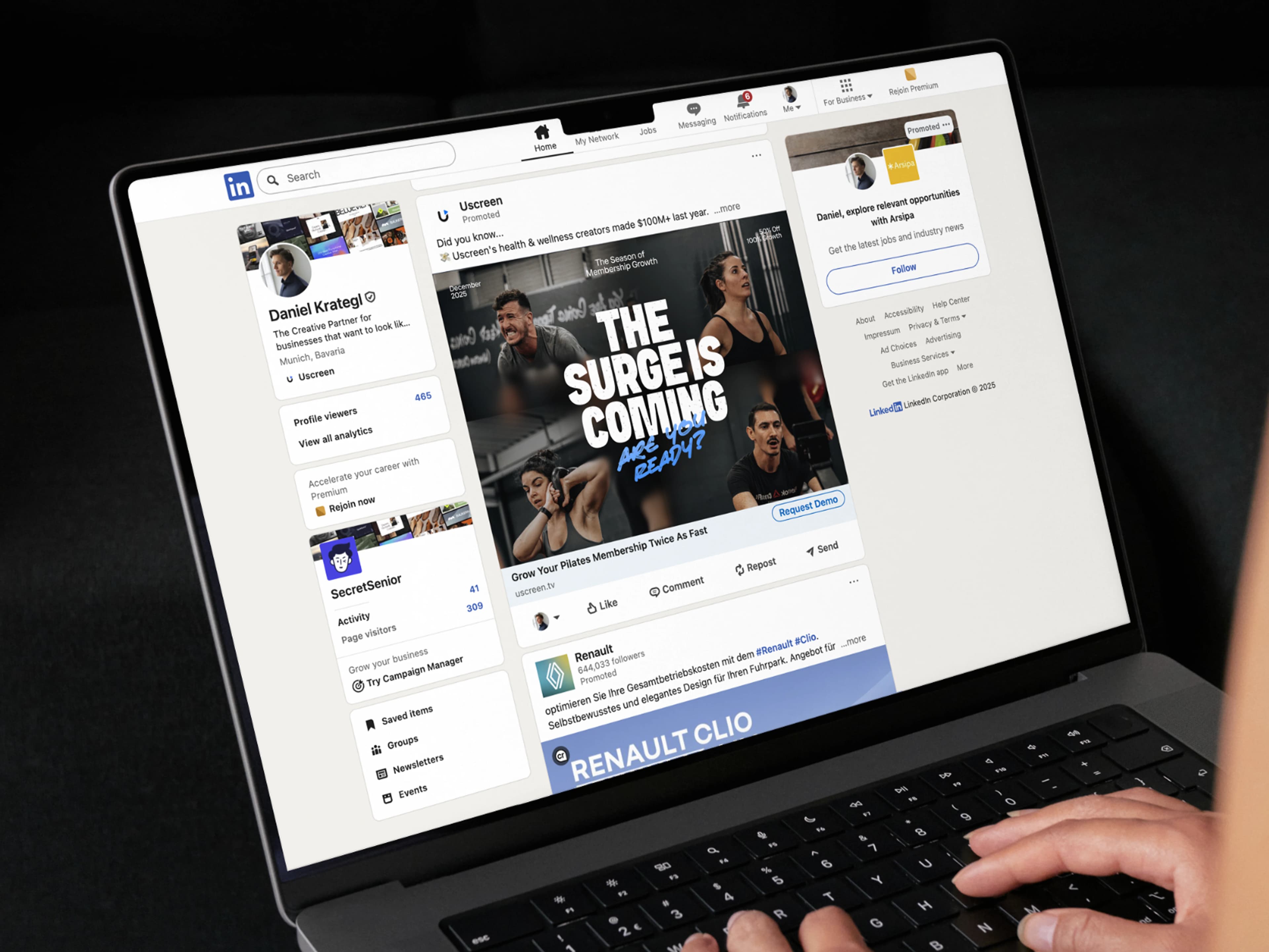 The Surge Is Coming social campaign displayed on a laptop